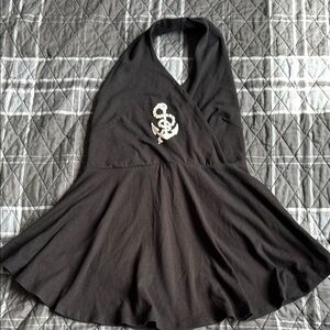 WILDFOX  Black Nautical Anchor Halter,  Peplum Waist, Sz Small. Summer Ready